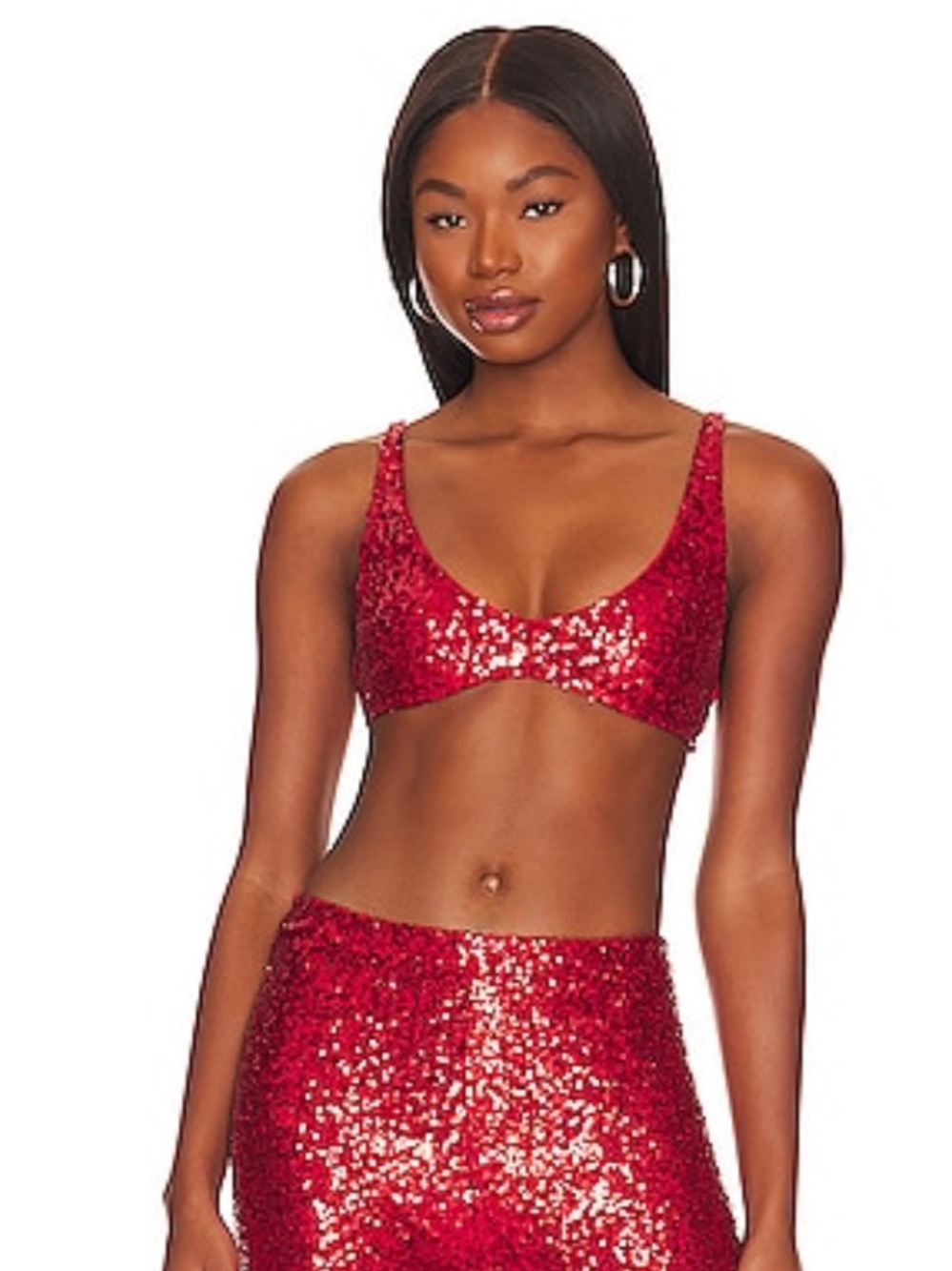 Only Hearts NWT Revolve Shine On Sequin Crop Bra Red XS
